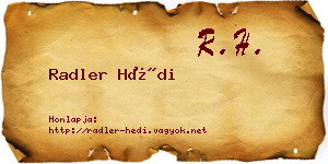 Radler Hédi névjegykártya